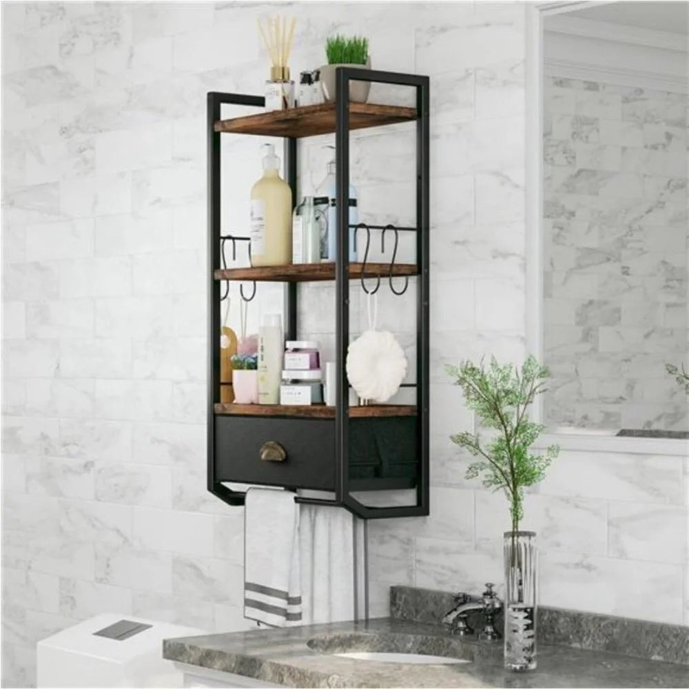Bathroom Storage Organizer Wall Mounted, 3 Tier Bathroom Towel Rack Shelf